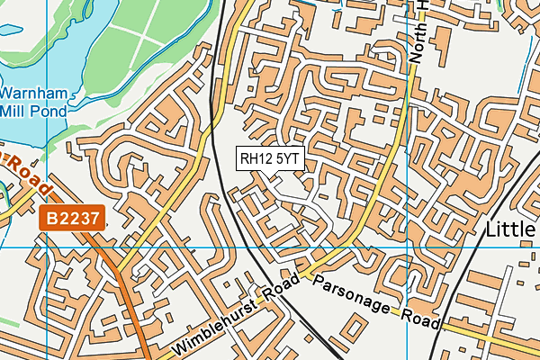 RH12 5YT map - OS VectorMap District (Ordnance Survey)
