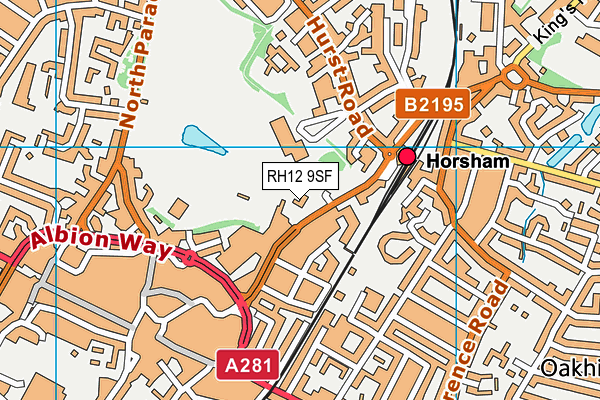 RH12 9SF map - OS VectorMap District (Ordnance Survey)