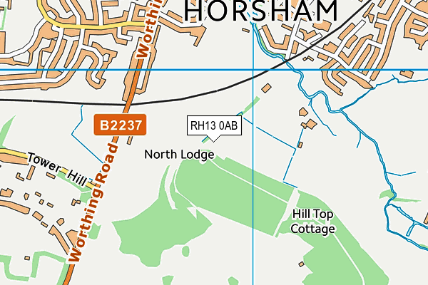 RH13 0AB map - OS VectorMap District (Ordnance Survey)