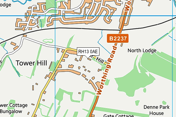 RH13 0AE map - OS VectorMap District (Ordnance Survey)