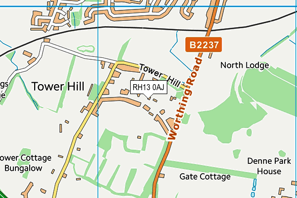 RH13 0AJ map - OS VectorMap District (Ordnance Survey)