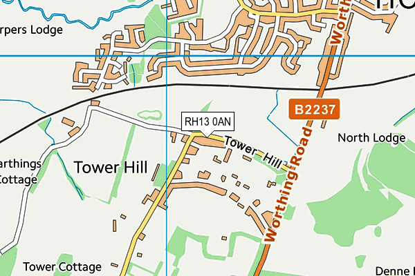 RH13 0AN map - OS VectorMap District (Ordnance Survey)