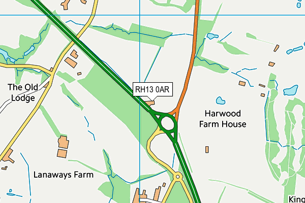 RH13 0AR map - OS VectorMap District (Ordnance Survey)