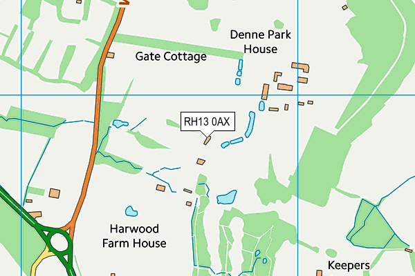 Horsham Golf & Fitness map (RH13 0AX) - OS VectorMap District (Ordnance Survey)