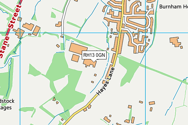 RH13 0GN map - OS VectorMap District (Ordnance Survey)