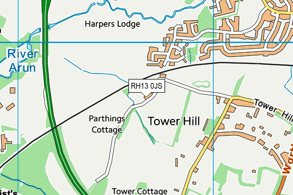 RH13 0JS map - OS VectorMap District (Ordnance Survey)