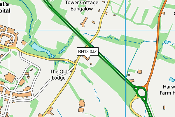 RH13 0JZ map - OS VectorMap District (Ordnance Survey)