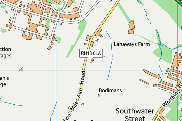 RH13 0LA map - OS VectorMap District (Ordnance Survey)