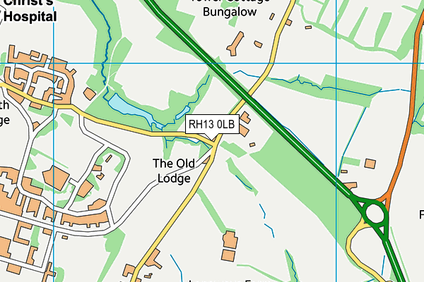 RH13 0LB map - OS VectorMap District (Ordnance Survey)