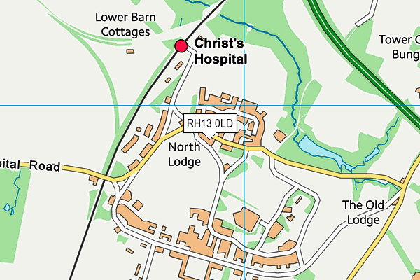 RH13 0LD map - OS VectorMap District (Ordnance Survey)