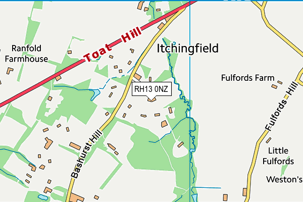 RH13 0NZ map - OS VectorMap District (Ordnance Survey)
