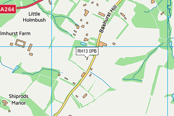 RH13 0PB map - OS VectorMap District (Ordnance Survey)