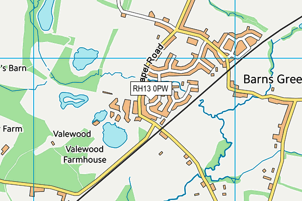 RH13 0PW map - OS VectorMap District (Ordnance Survey)