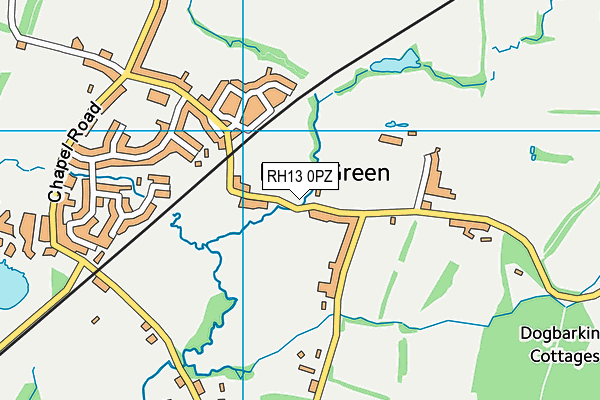 RH13 0PZ map - OS VectorMap District (Ordnance Survey)