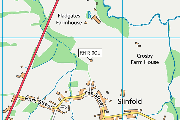 RH13 0QU map - OS VectorMap District (Ordnance Survey)