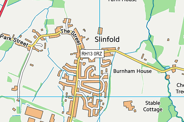 RH13 0RZ map - OS VectorMap District (Ordnance Survey)