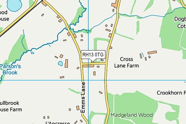 RH13 0TG map - OS VectorMap District (Ordnance Survey)