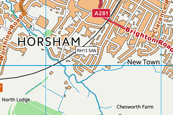 RH13 5AN map - OS VectorMap District (Ordnance Survey)