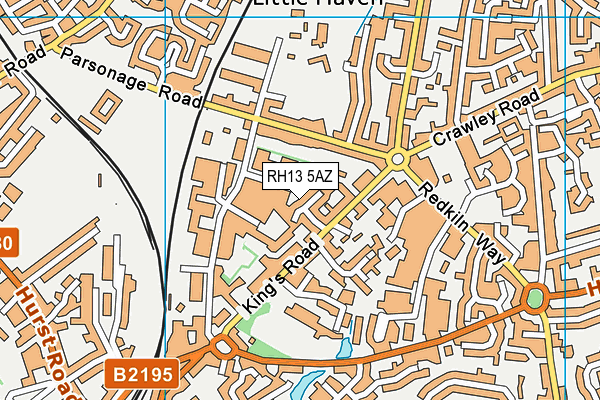 RH13 5AZ map - OS VectorMap District (Ordnance Survey)