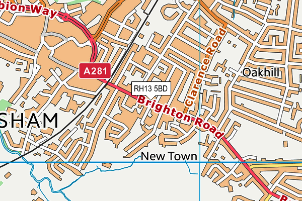 RH13 5BD map - OS VectorMap District (Ordnance Survey)