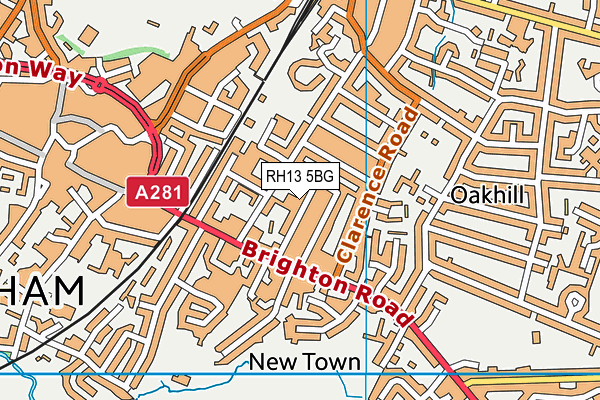 RH13 5BG map - OS VectorMap District (Ordnance Survey)