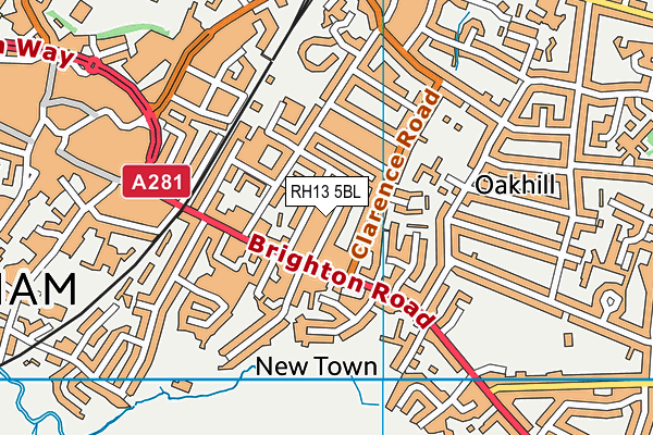 RH13 5BL map - OS VectorMap District (Ordnance Survey)