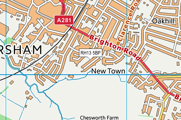 Horsham Ymca Football Club map (RH13 5BP) - OS VectorMap District (Ordnance Survey)