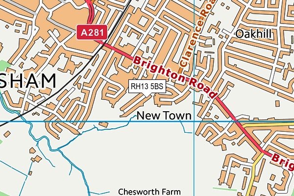 RH13 5BS map - OS VectorMap District (Ordnance Survey)