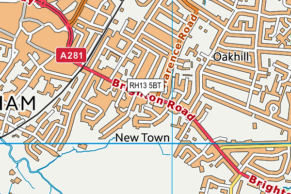 RH13 5BT map - OS VectorMap District (Ordnance Survey)