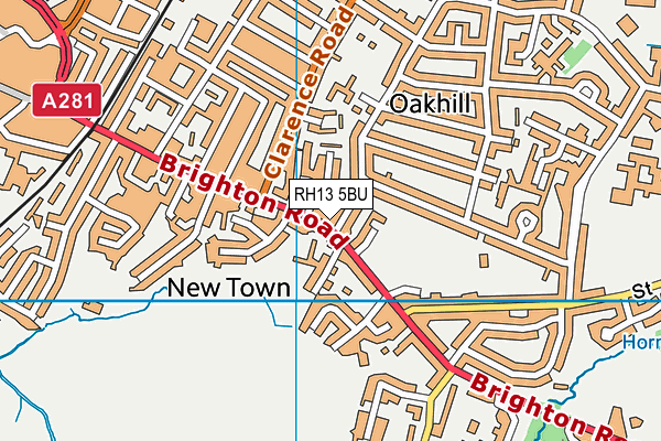 RH13 5BU map - OS VectorMap District (Ordnance Survey)