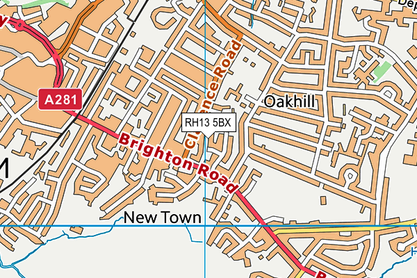 RH13 5BX map - OS VectorMap District (Ordnance Survey)