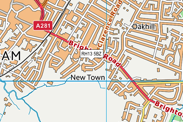 RH13 5BZ map - OS VectorMap District (Ordnance Survey)