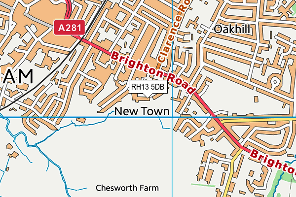 RH13 5DB map - OS VectorMap District (Ordnance Survey)