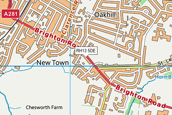RH13 5DE map - OS VectorMap District (Ordnance Survey)