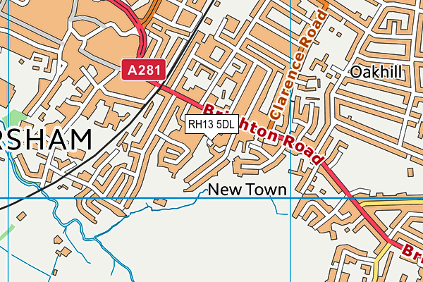 RH13 5DL map - OS VectorMap District (Ordnance Survey)