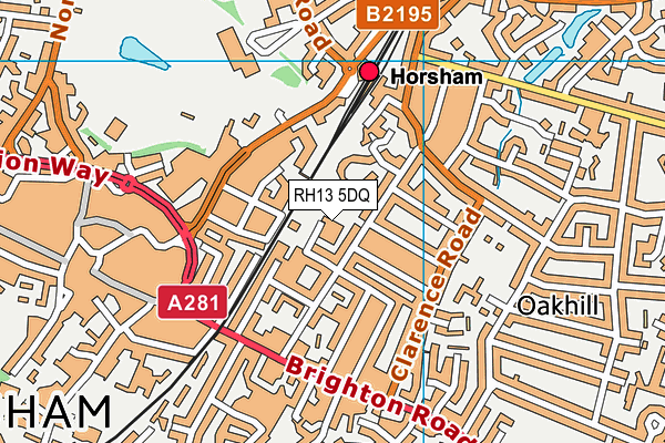 RH13 5DQ map - OS VectorMap District (Ordnance Survey)