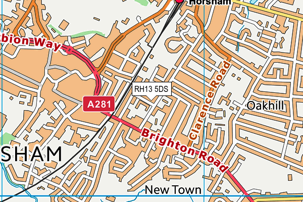 RH13 5DS map - OS VectorMap District (Ordnance Survey)