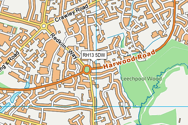 RH13 5DW map - OS VectorMap District (Ordnance Survey)
