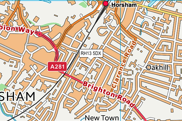 RH13 5DX map - OS VectorMap District (Ordnance Survey)