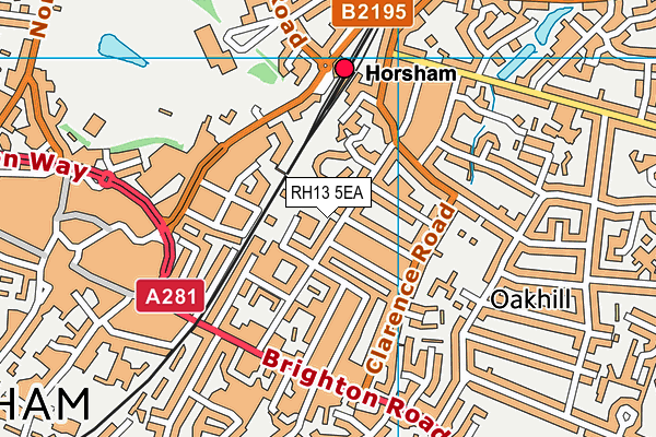 RH13 5EA map - OS VectorMap District (Ordnance Survey)