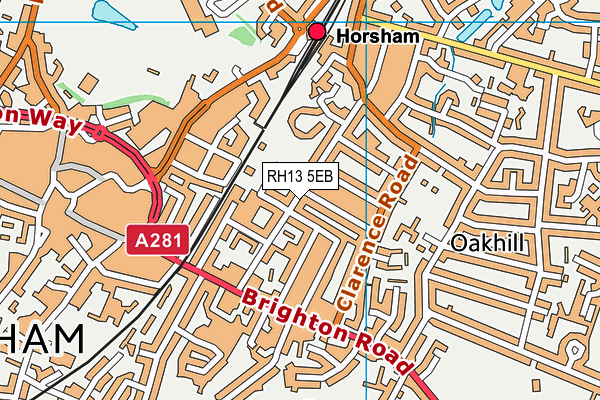 RH13 5EB map - OS VectorMap District (Ordnance Survey)