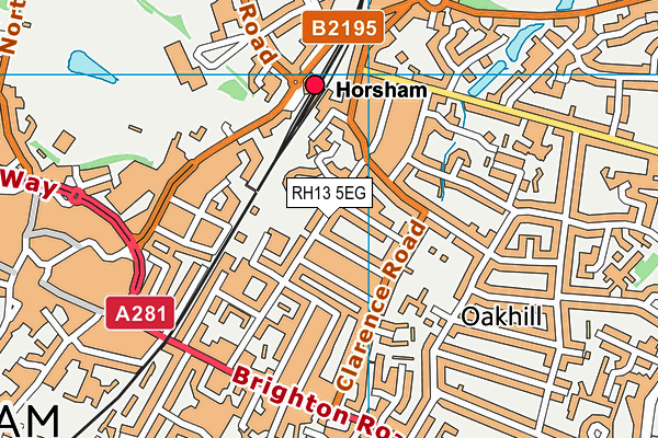 RH13 5EG map - OS VectorMap District (Ordnance Survey)