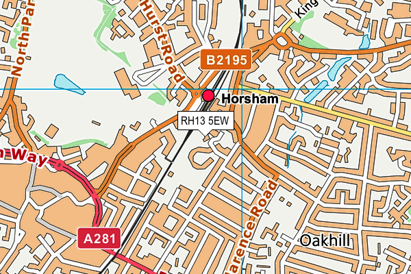 RH13 5EW map - OS VectorMap District (Ordnance Survey)