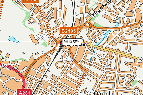 RH13 5EY map - OS VectorMap District (Ordnance Survey)