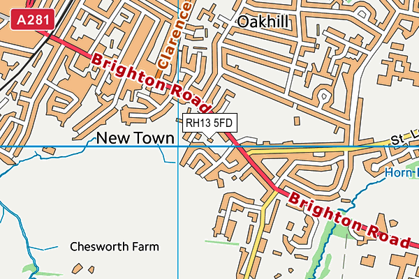 RH13 5FD map - OS VectorMap District (Ordnance Survey)