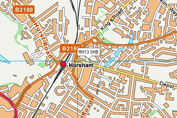 RH13 5HB map - OS VectorMap District (Ordnance Survey)