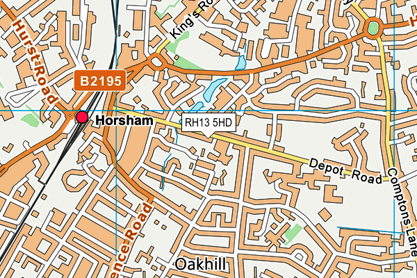 RH13 5HD map - OS VectorMap District (Ordnance Survey)