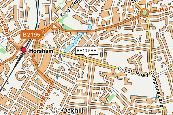 RH13 5HE map - OS VectorMap District (Ordnance Survey)