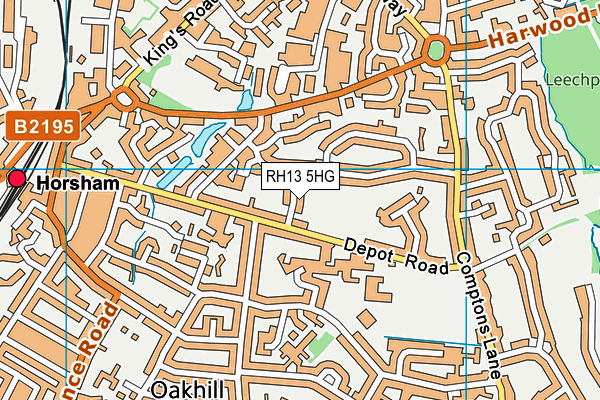 RH13 5HG map - OS VectorMap District (Ordnance Survey)