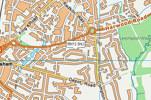 RH13 5HJ map - OS VectorMap District (Ordnance Survey)
